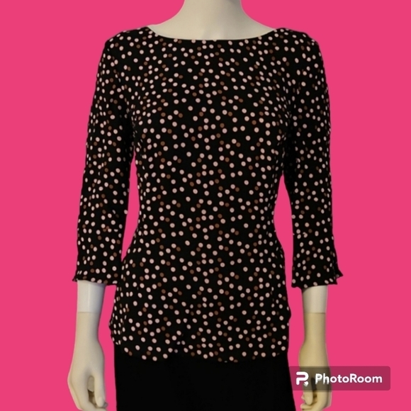 Boden Retro Pink Polka Dot Peplum Flare Sleeve Landgirl Blouse Medium - Picture 1 of 13